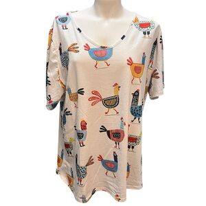 Colorful Chicken Print Women's Top